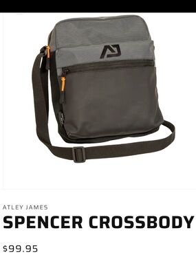NWT ATLEY JAMES Spencer Crossbody Bag Unisex Black Gray